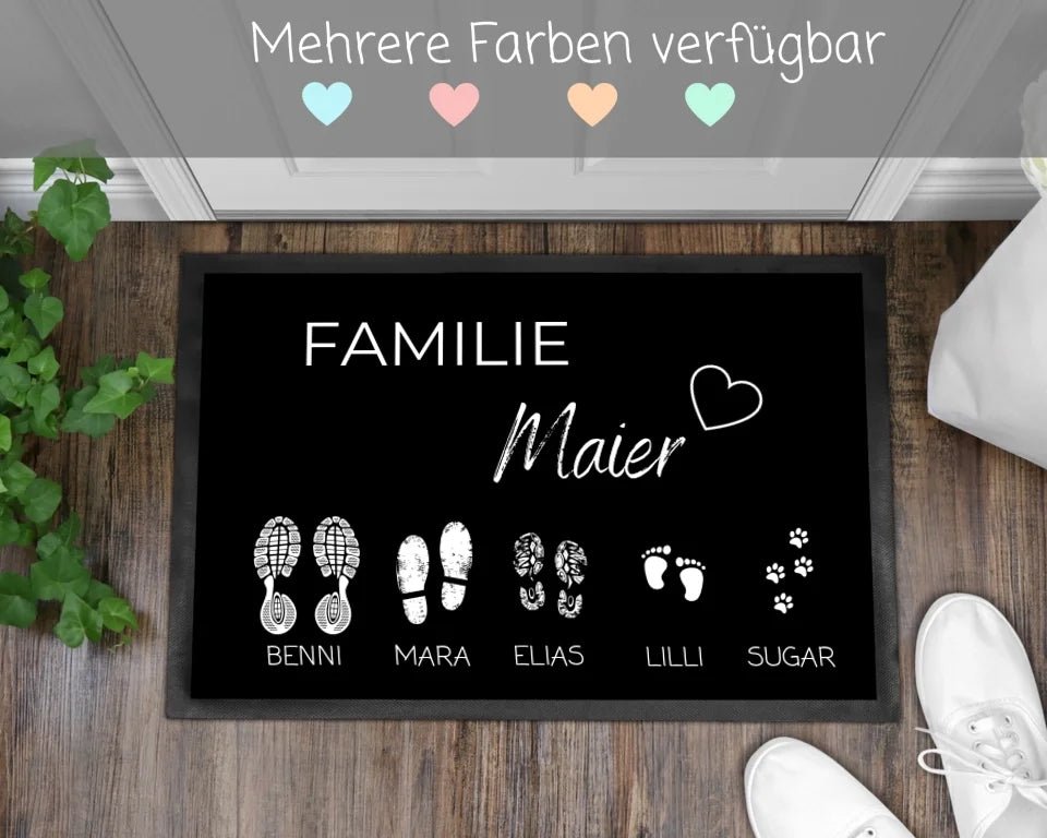 Fußmatte | Familie| anpassbar mit Namen| Fußabdrücke - GlamourDesign