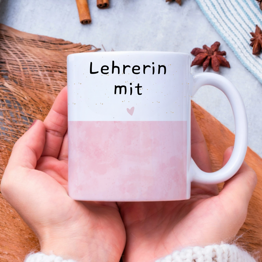 Tasse Lehrerin mit Herz – Geschenk zum Abschied oder Danke