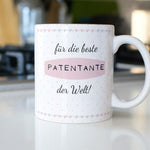Lade das Bild in den Galerie-Viewer, Personalisierte Tasse für die beste Patentante der Welt, Taufpatin | Kaffeetasse Namenstasse | Geschenkidee | Individuell bedruckt - GlamourDesign

