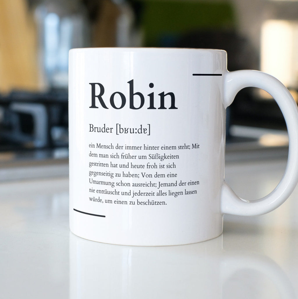 Personalisierte Tasse für den Bruder, Geschwister mit Definition | Kaffeetasse Namenstasse | Geschenkidee | Individuell bedruckt - GlamourDesign