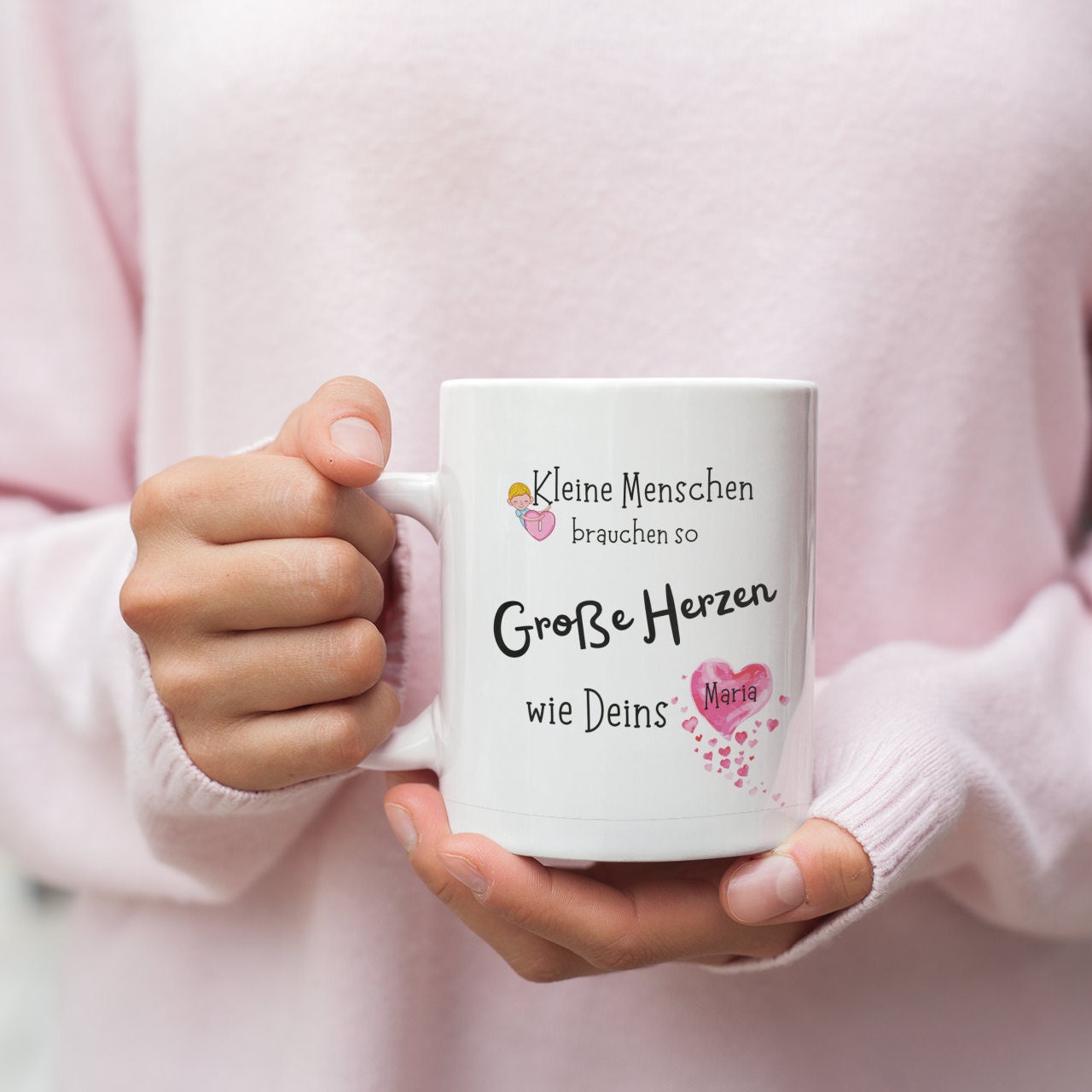 Personalisiert Tasse für Erzieher| Abschied | Dankeschön| Namenstasse | Kleine Menschen brauchen... - GlamourDesign