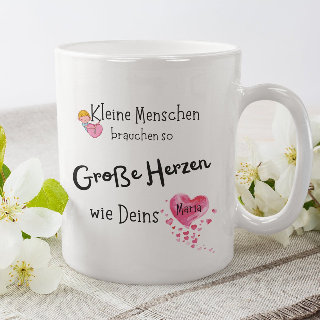 Personalisiert Tasse für Erzieher| Abschied | Dankeschön| Namenstasse | Kleine Menschen brauchen... - GlamourDesign