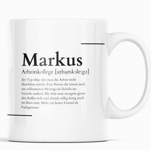Personalisierte Tasse für den besten Arbeitskollegen mit Definition | Kaffeetasse Namenstasse | Geschenkidee | Individuell bedruckt - GlamourDesign