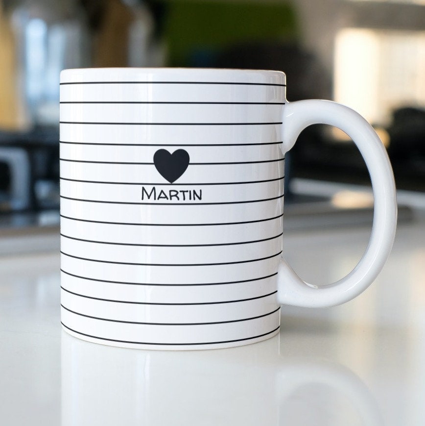 Tassen mit Linienmotiv| Herz| personalisierbar mit Wunschtext| Geschenkidee - GlamourDesign