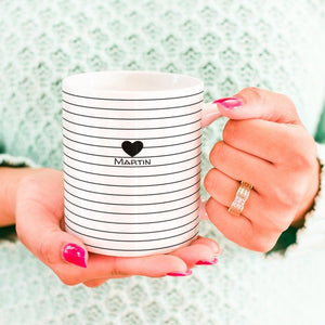 Tassen mit Linienmotiv| Herz| personalisierbar mit Wunschtext| Geschenkidee - GlamourDesign