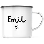 Lade das Bild in den Galerie-Viewer, Emaille Tasse| Becher personalisiert mit deinem Wunschnamen und Herzchen| beidseitig - GlamourDesign
