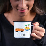 Lade das Bild in den Galerie-Viewer, Emaille Tasse| Becher| VW Bus| Camping| personalisierbar mit Wunschnamen - GlamourDesign
