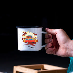Emaille Tasse| Becher| VW Bus| Camping| personalisierbar mit Wunschnamen - GlamourDesign