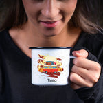 Lade das Bild in den Galerie-Viewer, Emaille Tasse| Becher| VW Bus| Camping| personalisierbar mit Wunschnamen - GlamourDesign

