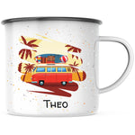 Lade das Bild in den Galerie-Viewer, Emaille Tasse| Becher| VW Bus| Camping| personalisierbar mit Wunschnamen - GlamourDesign
