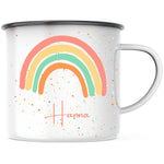 Lade das Bild in den Galerie-Viewer, Emaille Tasse| Becher| mit Regenbogen Motiv| personalisierbar mit Namen - GlamourDesign

