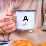 Lade das Bild in den Galerie-Viewer, Emaille Tasse| Becher| mit Wunschnamen| Anfangsbuchstaben - GlamourDesign
