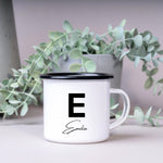 Lade das Bild in den Galerie-Viewer, Emaille Tasse| Becher| mit Wunschnamen| Anfangsbuchstaben - GlamourDesign
