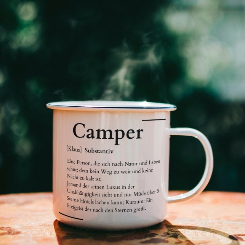 Emaille Tasse| Becher| Definition Camper| Duden| personalisierbar mit Namen - GlamourDesign