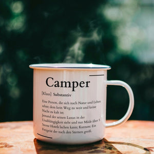 Emaille Tasse| Becher| Definition Camper| Duden| personalisierbar mit Namen - GlamourDesign