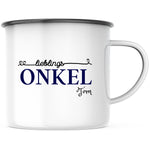 Lade das Bild in den Galerie-Viewer, Emaille Tasse| Becher| Geschenk Onkel| mit Wunschnamen| Lieblingsonkel - GlamourDesign
