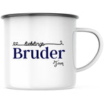 Lade das Bild in den Galerie-Viewer, Emaille Tasse| Becher| Geschenk Bruder| mit Wunschnamen| Lieblingsbruder - GlamourDesign
