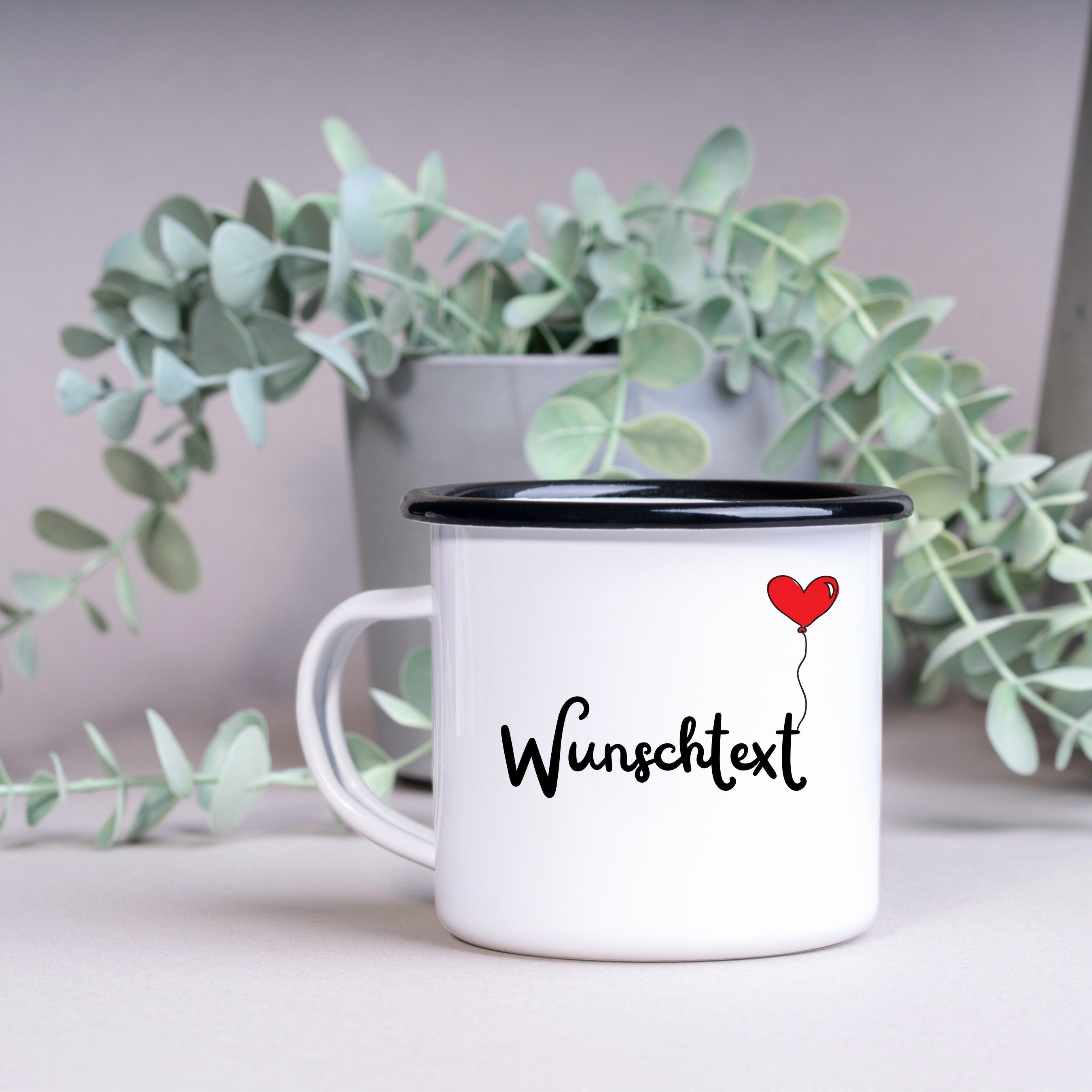 Emaille Tasse| Becher| Geschenk für den Bruder| mit Herz Motiv| personalisierbar mit Wunschnamen - GlamourDesign