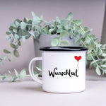Lade das Bild in den Galerie-Viewer, Emaille Tasse| Becher| Geschenk für den Bruder| mit Herz Motiv| personalisierbar mit Wunschnamen - GlamourDesign
