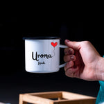 Lade das Bild in den Galerie-Viewer, Emaille Tasse| Becher| Geschenk für die Uroma| mit Herz Motiv| personalisierbar mit Wunschnamen - GlamourDesign
