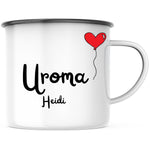 Lade das Bild in den Galerie-Viewer, Emaille Tasse| Becher| Geschenk für die Uroma| mit Herz Motiv| personalisierbar mit Wunschnamen - GlamourDesign
