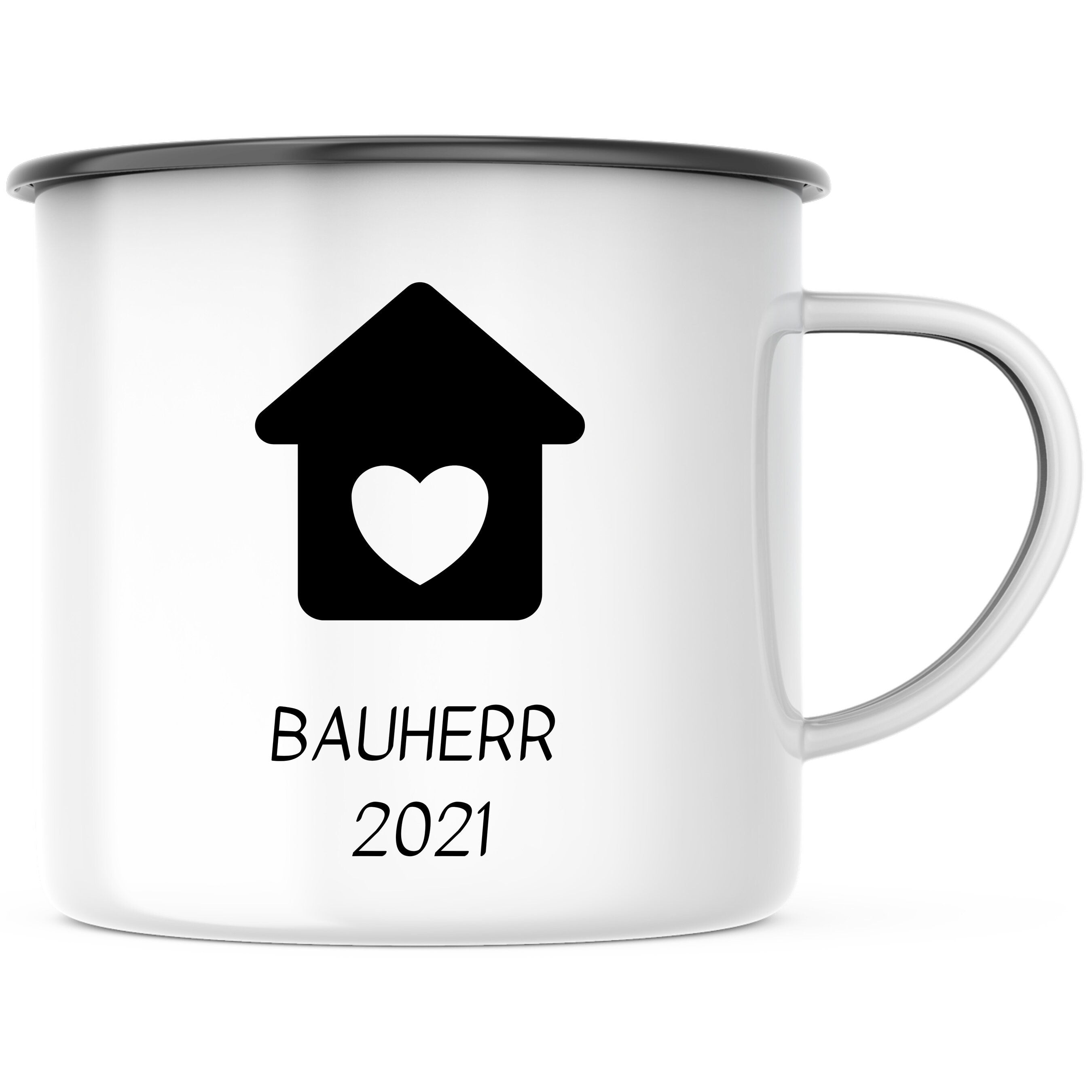 Emaille Tasse| Becher| Bauherr| Geschenk Einzug| Eigenheim - GlamourDesign