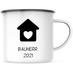 Emaille Tasse| Becher| Bauherr| Geschenk Einzug| Eigenheim - GlamourDesign