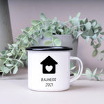 Lade das Bild in den Galerie-Viewer, Emaille Tasse| Becher| Bauherr| Geschenk Einzug| Eigenheim - GlamourDesign
