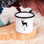 Lade das Bild in den Galerie-Viewer, Emaille Tasse| Camping| Hirsch Motiv| Becher| Born to be free - GlamourDesign
