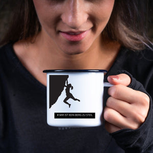 Emaille Tasse| Becher| Bergsteiger| mir ist kein Berg zu steil - GlamourDesign