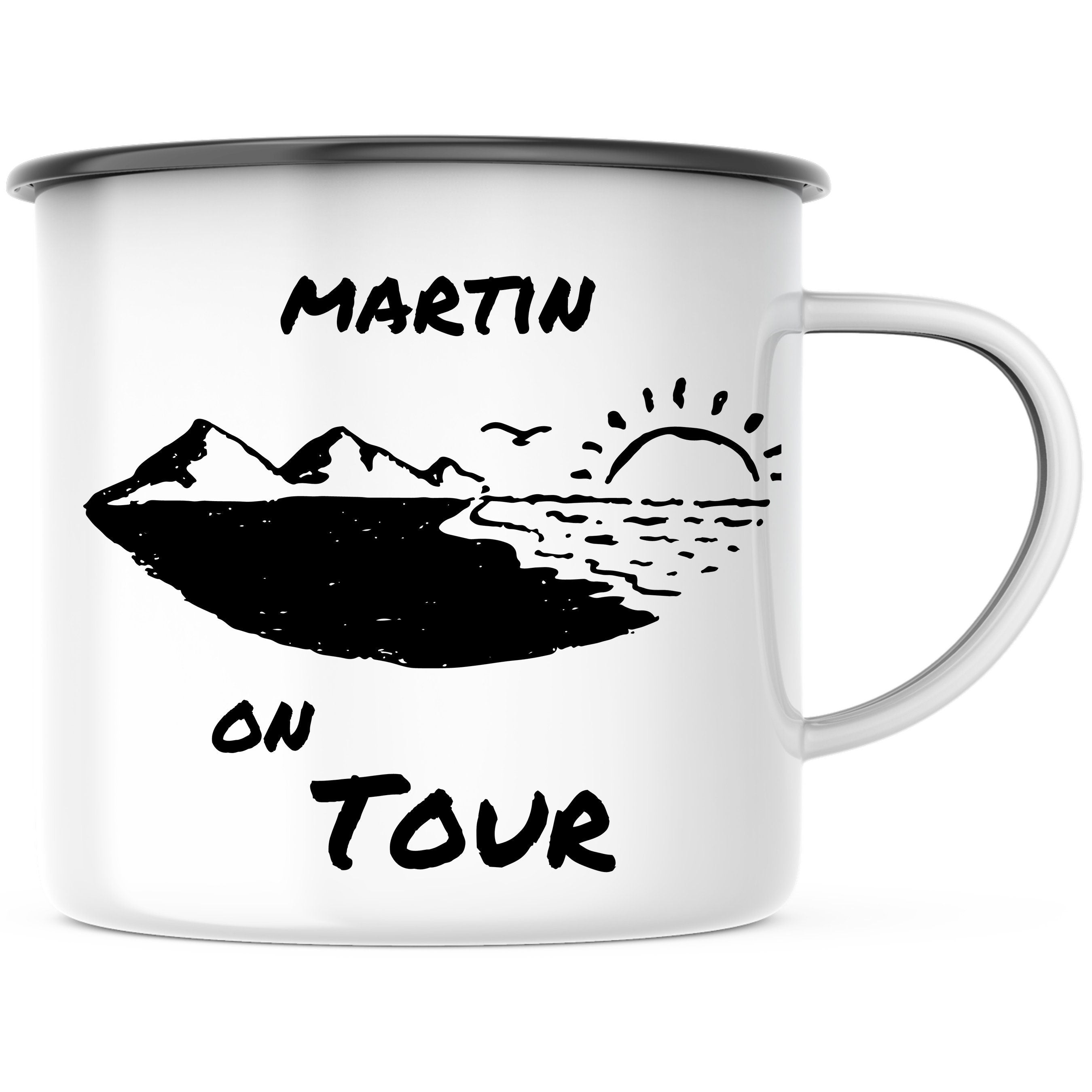 Emaille Tasse| Becher| Camping| On Tour| personalisiert mit Wunschnamen - GlamourDesign