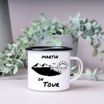 Lade das Bild in den Galerie-Viewer, Emaille Tasse| Becher| Camping| On Tour| personalisiert mit Wunschnamen - GlamourDesign
