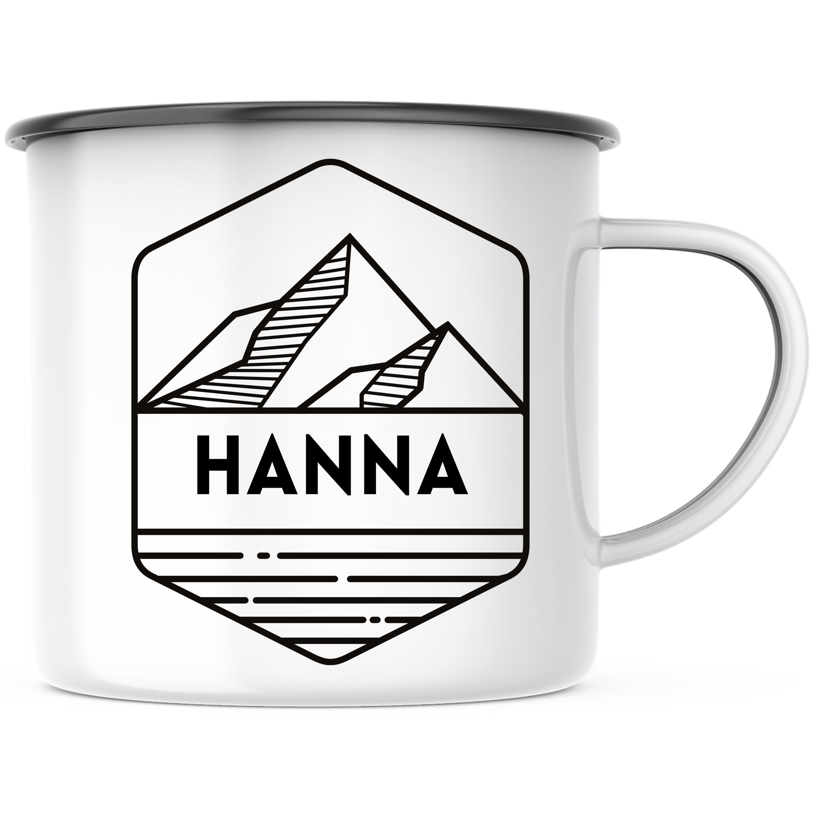 Emaille Tasse| Becher| Abenteuer| Bergsteiger| personalisiert mit Namen - GlamourDesign