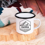 Lade das Bild in den Galerie-Viewer, Emaille Tasse| Becher| Abenteuer| Bergsteiger| personalisiert mit Namen - GlamourDesign
