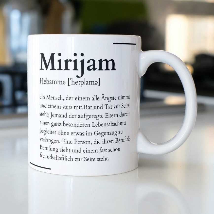 Tasse für die beste Hebamme| Definition| Geschenk Geburtshelferin| personalisierbar mit Namen - GlamourDesign