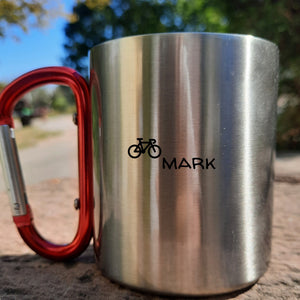 Personalisierbare Edelstahltasse| mit Karabinerhaken| Eat, Bike, Sleep, Repeat| Mountainbike - GlamourDesign