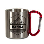 Lade das Bild in den Galerie-Viewer, Personalisierbare Tasse aus Edelstahl mit Karabinergriff| Bergsteiger| Namenstasse - GlamourDesign
