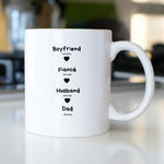 Lade das Bild in den Galerie-Viewer, Tasse zur Geburtsveründung| Geschenk an den werdenden Papa| Werdegang| Freund| Verlobter| Ehemann| Vater - GlamourDesign
