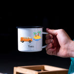 Lade das Bild in den Galerie-Viewer, Emaille Tasse| Becher| VW Bus| Camping| personalisierbar mit Wunschnamen - GlamourDesign
