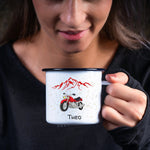 Lade das Bild in den Galerie-Viewer, Emaille Tasse| Becher| Motorrad| Mopped| Camping| Wandern| personalisierbar mit Wunschnamen - GlamourDesign
