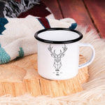 Lade das Bild in den Galerie-Viewer, Emaille Tasse| Becher| mit Hirsch-Motiv| born to be free - GlamourDesign

