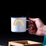 Lade das Bild in den Galerie-Viewer, Emaille Tasse| Becher| mit Regenbogen Motiv| personalisierbar mit Namen - GlamourDesign
