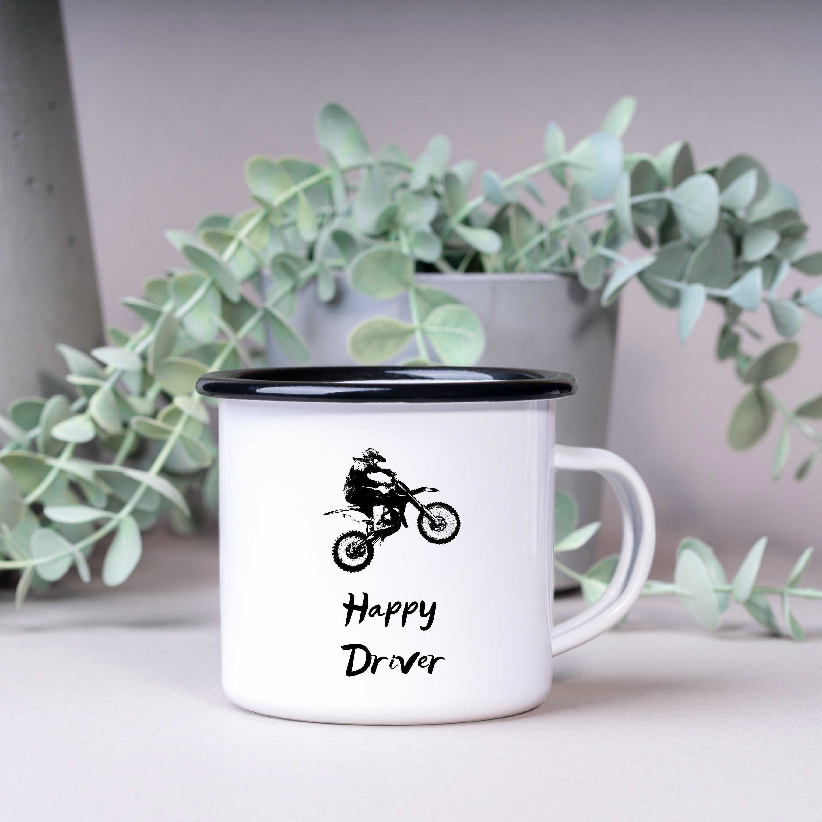 Emaille Tasse| Becher| Motorcross| Motorradfahrer| Camping - GlamourDesign