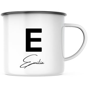Emaille Tasse| Becher| mit Wunschnamen| Anfangsbuchstaben - GlamourDesign