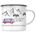 Lade das Bild in den Galerie-Viewer, Emaille Tasse| Becher| Camping| Reisen| Lets explore new roads - GlamourDesign
