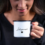 Lade das Bild in den Galerie-Viewer, Emaille Tasse| Becher| Lieblingsmensch| personalsierbar mit Wunschnamen - GlamourDesign
