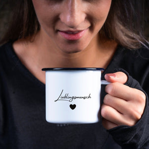 Emaille Tasse| Becher| Lieblingsmensch| personalsierbar mit Wunschnamen - GlamourDesign