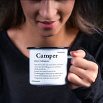 Lade das Bild in den Galerie-Viewer, Emaille Tasse| Becher| Definition Camper| Duden| personalisierbar mit Namen - GlamourDesign
