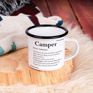 Emaille Tasse| Becher| Definition Camper| Duden| personalisierbar mit Namen - GlamourDesign