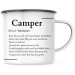 Lade das Bild in den Galerie-Viewer, Emaille Tasse| Becher| Definition Camper| Duden| personalisierbar mit Namen - GlamourDesign
